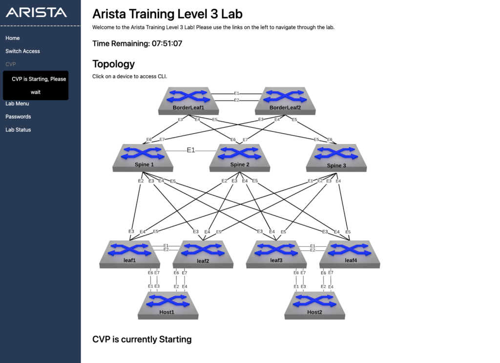 Arista Training Labs - CVP Menu Disabled Screenshot